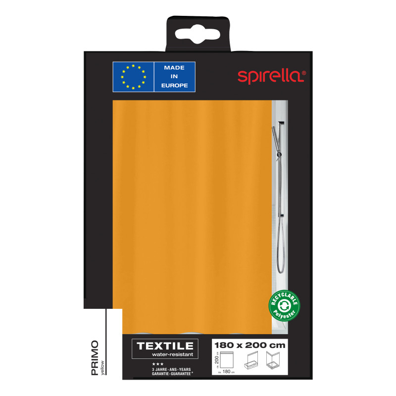 Spirella Rideau De Douche Polyester PRIMO 180x200cm Safran Spirella