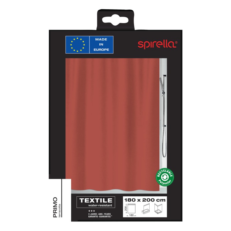 Spirella Rideau De Douche Polyester PRIMO 180x200cm Terracotta Spirella
