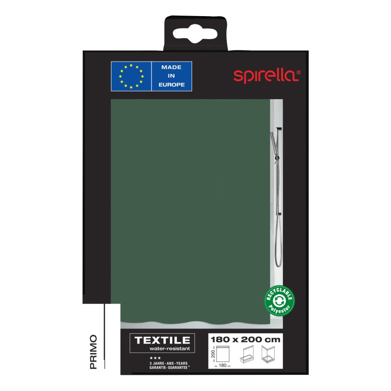 Spirella Rideau De Douche Polyester PRIMO 180x200cm Vert Foncé Spirella