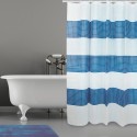 Spirella Rideau De Douche Polyester QUADRO 180x200cm QUALITE PREMIUM Bleu & Blanc - Anneaux Inclus MSV