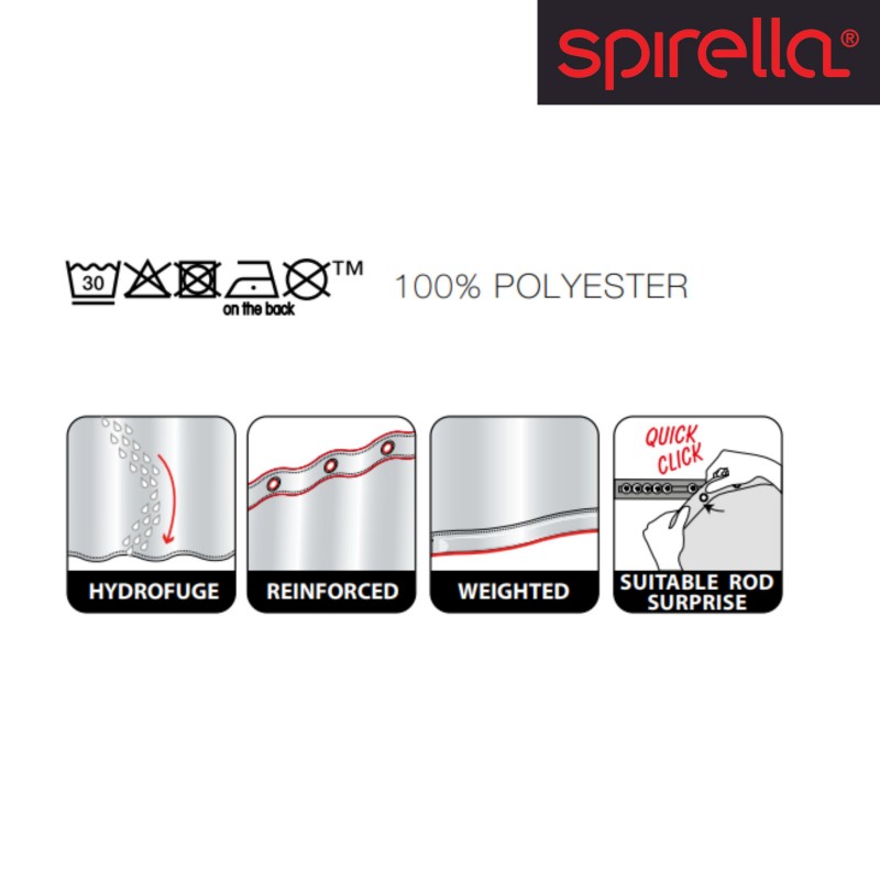 Spirella Rideau De Douche Polyester RAYA 180x200cm Beige Clair Spirella