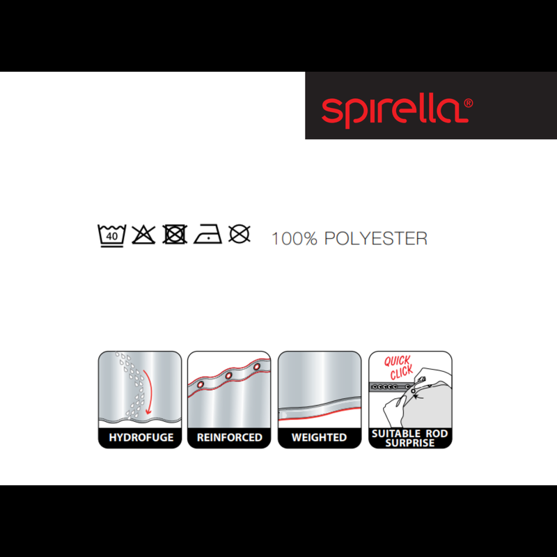 Spirella Rideau De Douche Polyester RIBBON 240x180cm Noir & Blanc Effet Perlé Spirella