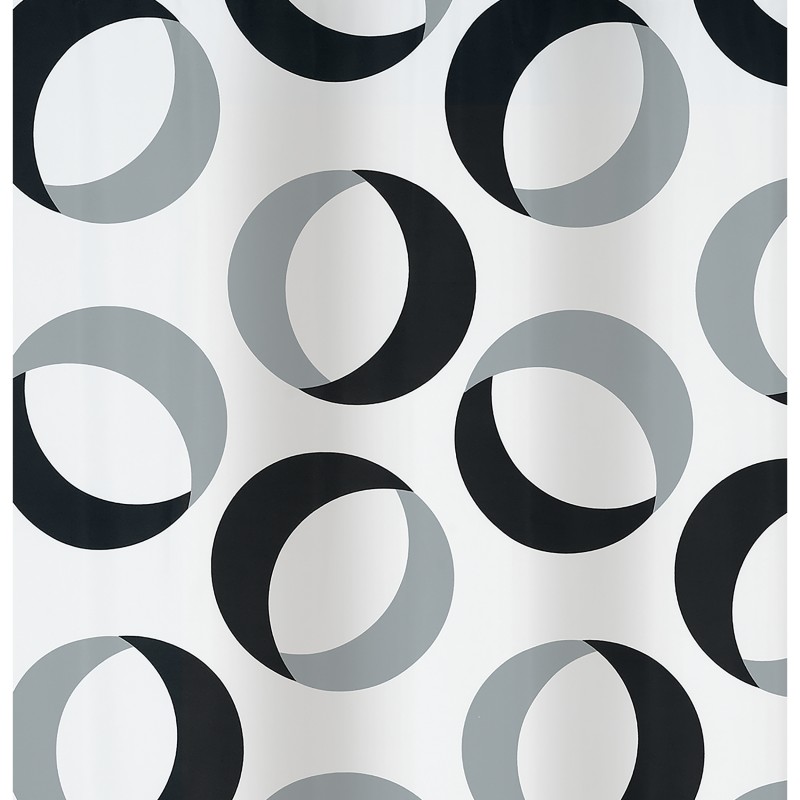 Spirella Rideau De Douche Polyester RINGS 180x200cm Gris & Noir Spirella