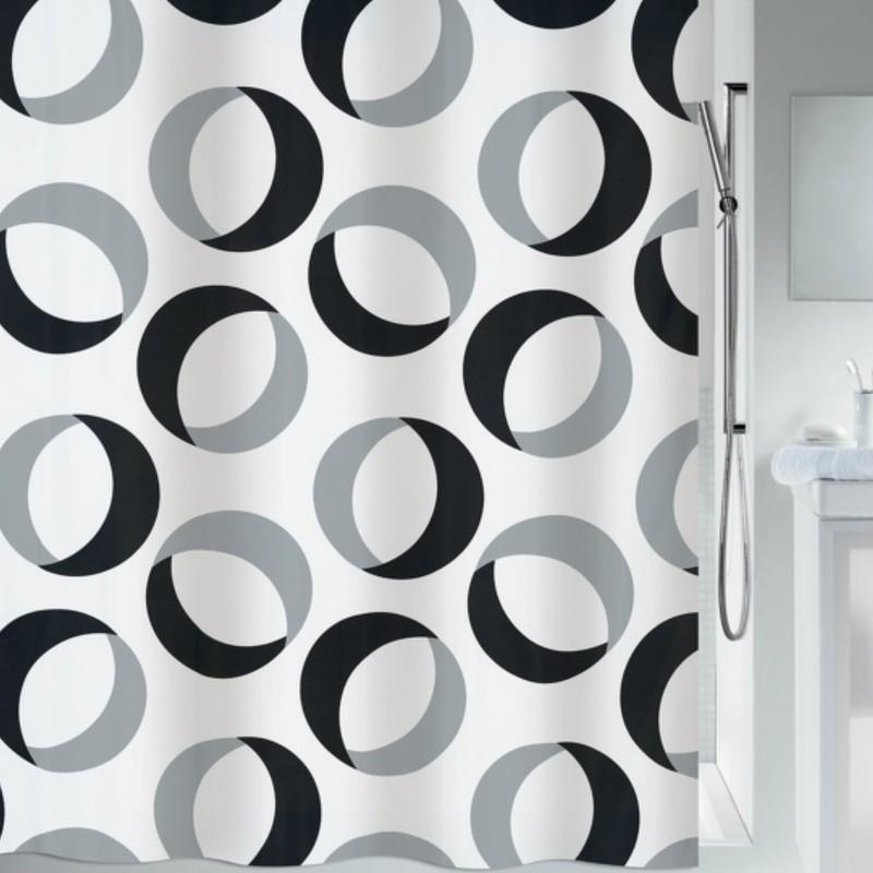 spirella Rideau de douche Polyester RINGS 180x200cm Gris & Noir Spirella