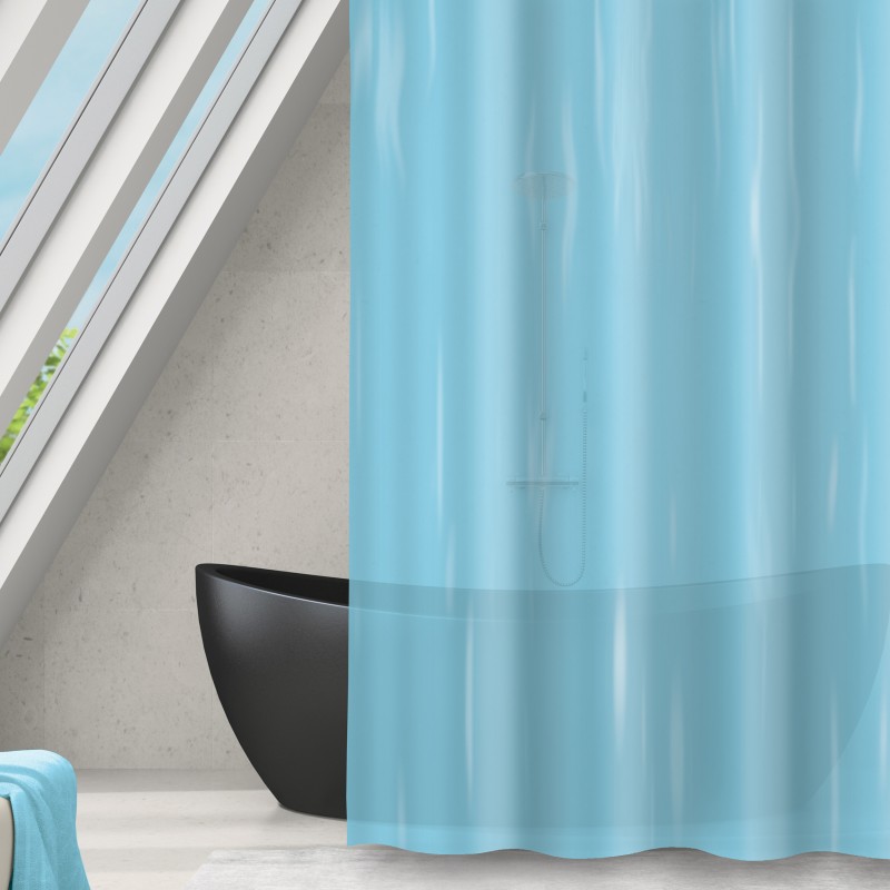 spirella Rideau de douche Polyester ROMANA 180x180cm Bleu clair transparent MSV