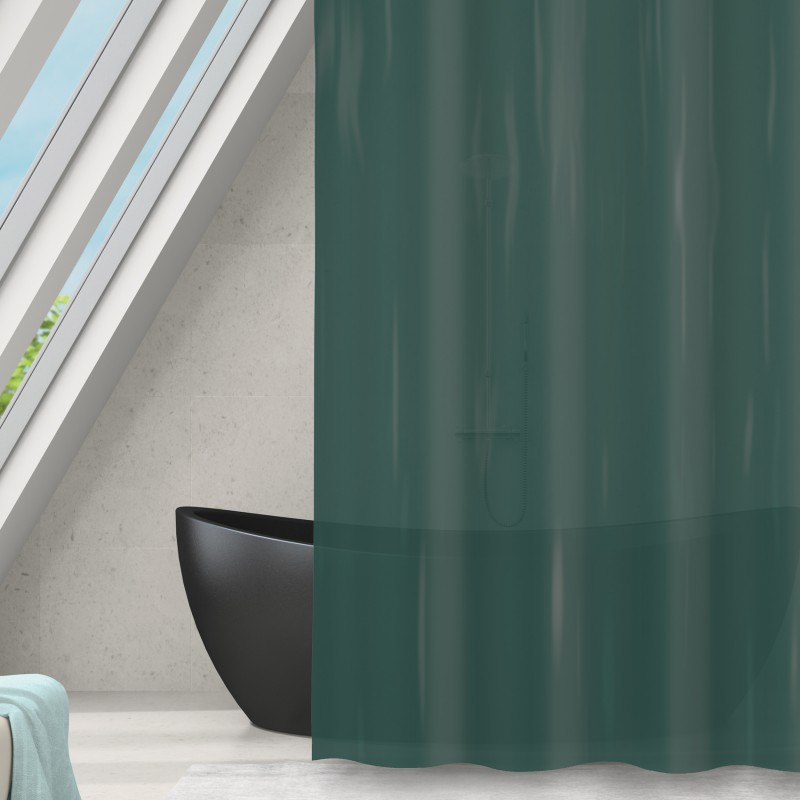 spirella Rideau de douche Polyester ROMANA 180x180cm Vert Foncé transparent MSV