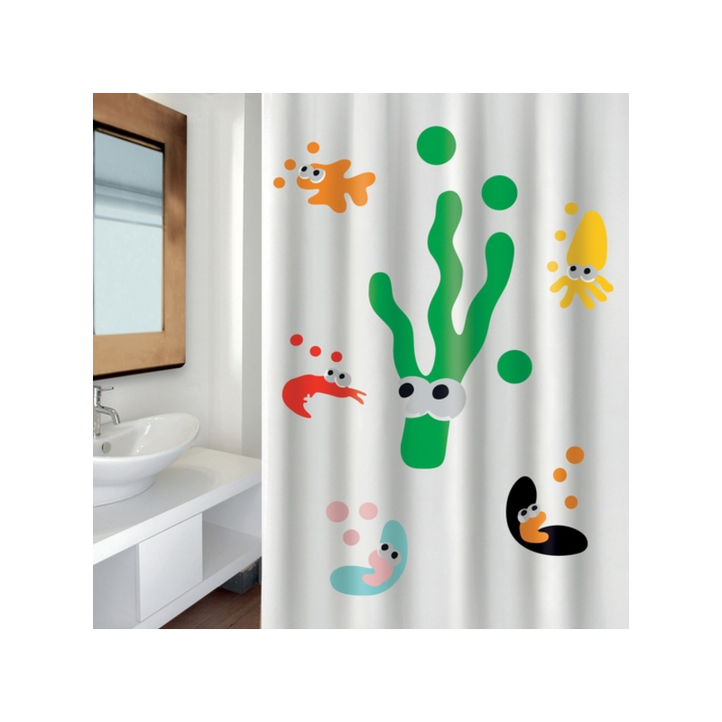 spirella Rideau de douche Polyester SEA LIFE 180x200cm QUALITà PREMIUM Multicolor MSV