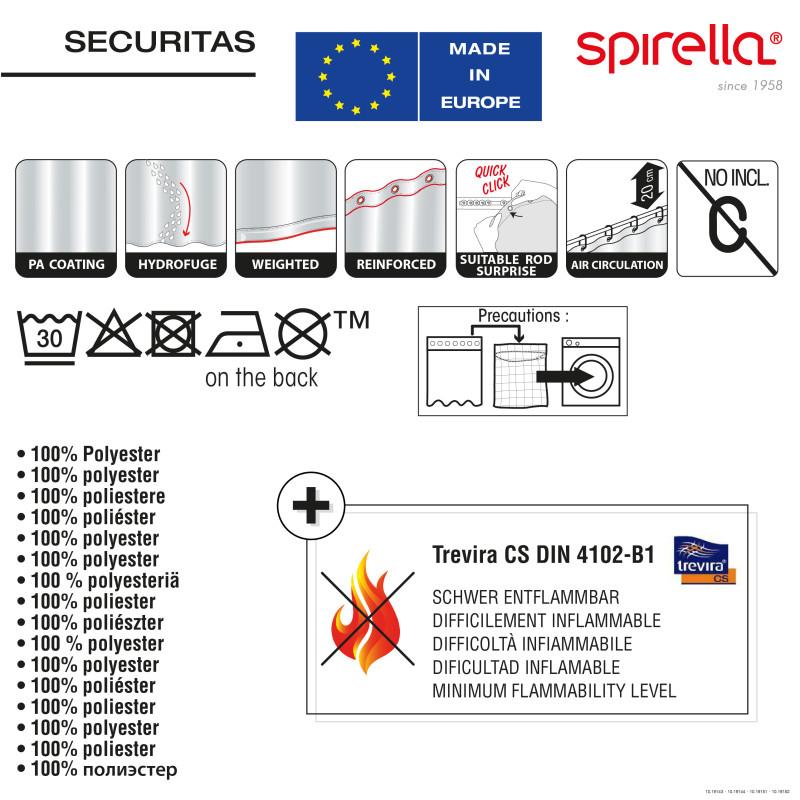 Spirella Rideau De Douche Polyester SECURITAS 180x200cm Blanc Spirella