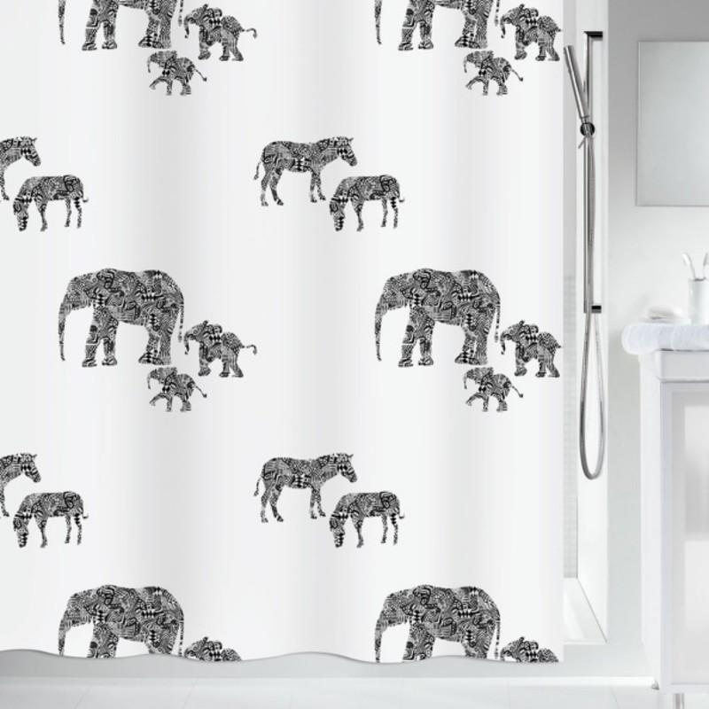 spirella Rideau de douche Polyester SERENGETI 180x200cm Noir & Blanc Spirella