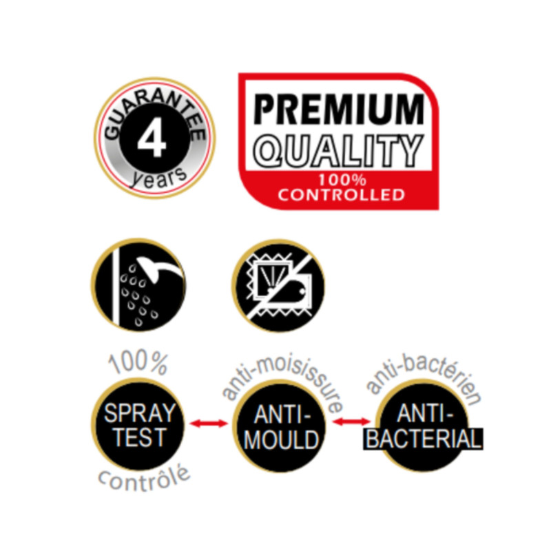 Spirella Rideau De Douche Polyester SEVENTIES 180x200cm - QUALITà PREMIUM Bleu MSV