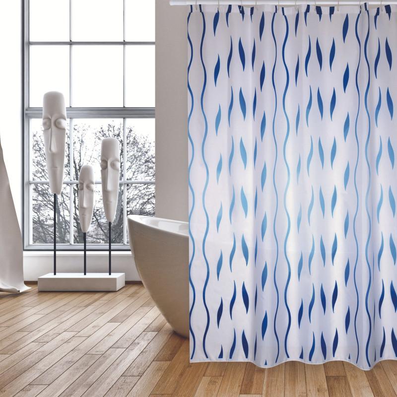 spirella Rideau de douche Polyester SEVENTIES 180x200cm - QUALITà PREMIUM Bleu MSV
