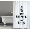 Spirella Rideau De Douche Polyester SHOWER 180x200cm QUALITE PREMIUM Noir & Blanc - Anneaux Inclus MSV