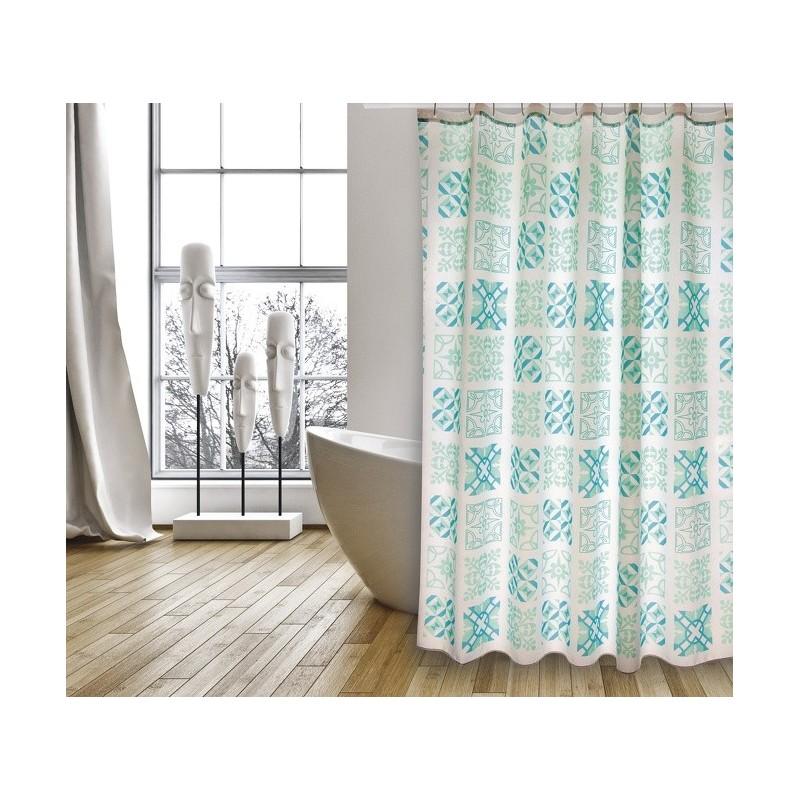 spirella Rideau de douche Polyester SINTRA 180x200cm QUALITà PREMIUM Bleu Turquoise - Anneaux inclus MSV