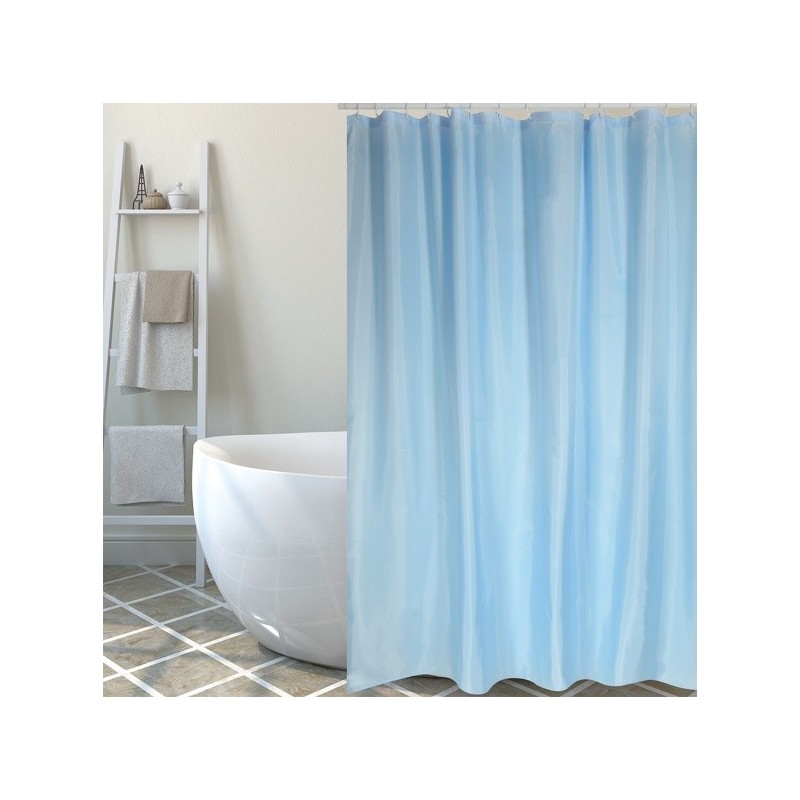 spirella Rideau de douche Polyester SKY 180x200cm QUALITE PREMIUM Bleu Ciel - Anneaux inclus MSV