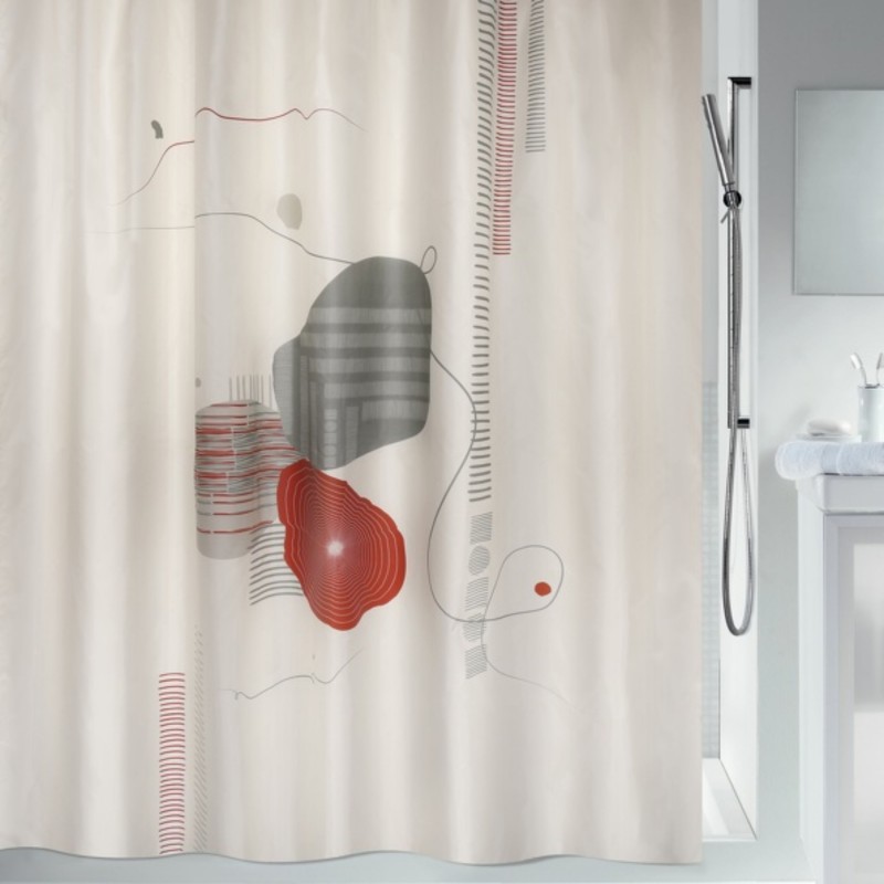 spirella Rideau de douche Polyester TEIVA 180x200cm Terracotta & Ecru Spirella