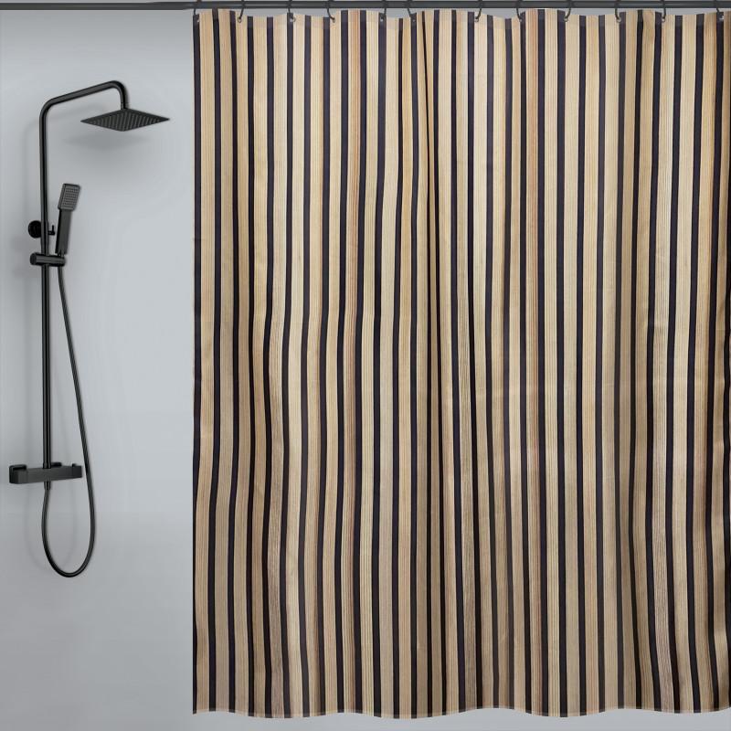 Spirella Rideau De Douche Polyester TESSA 180x200cm Noir Et Beige Spirella