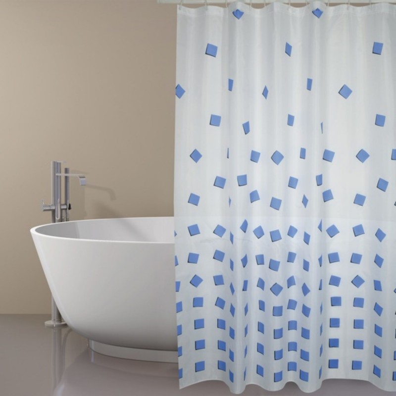 spirella Rideau de douche Polyester THIKA 180x200cm QUALITà PREMIUM Bleu - Anneaux inclus MSV