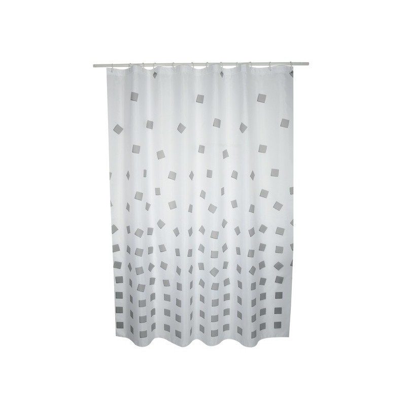 Spirella Rideau De Douche Polyester THIKA 180x200cm QUALITE PREMIUM Gris - Anneaux Inclus MSV