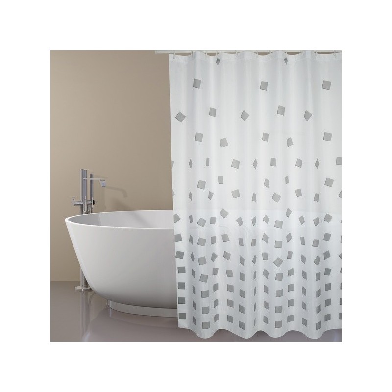 spirella Rideau de douche Polyester THIKA 180x200cm QUALITE PREMIUM Gris - Anneaux inclus MSV