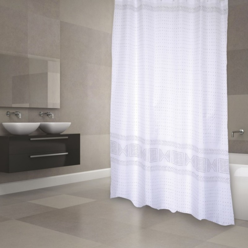 spirella Rideau de douche Polyester TORALLA 180x200cm QUALITà PREMIUM Gris - Anneaux inclus MSV