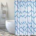 Spirella Rideau De Douche Polyester TREE 180x200cm QUALITE PREMIUM Bleu & Blanc - Anneaux Inclus MSV