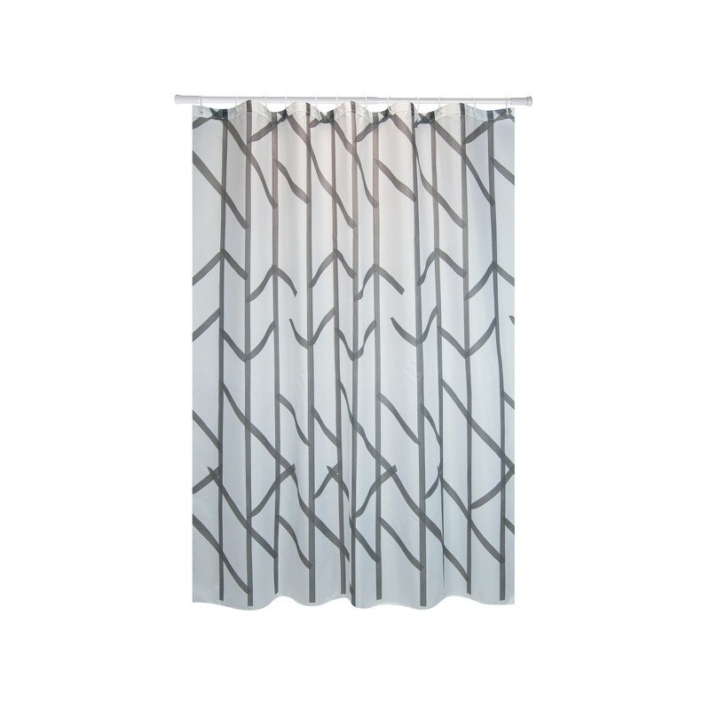 Spirella Rideau De Douche Polyester TREE 180x200cm QUALITE PREMIUM Gris - Anneaux Inclus MSV