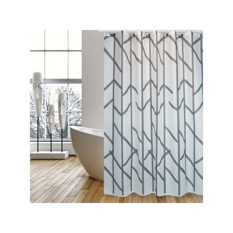 spirella Rideau de douche Polyester TREE 180x200cm QUALITE PREMIUM Gris - Anneaux inclus MSV