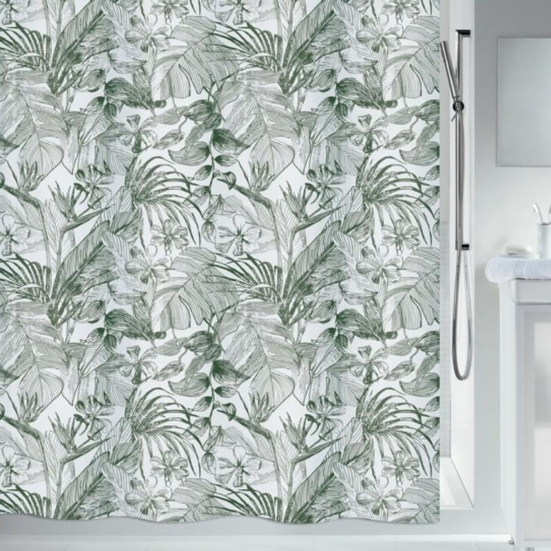 spirella Rideau de douche Polyester TROPIC 180x200cm Vert & Blanc Spirella