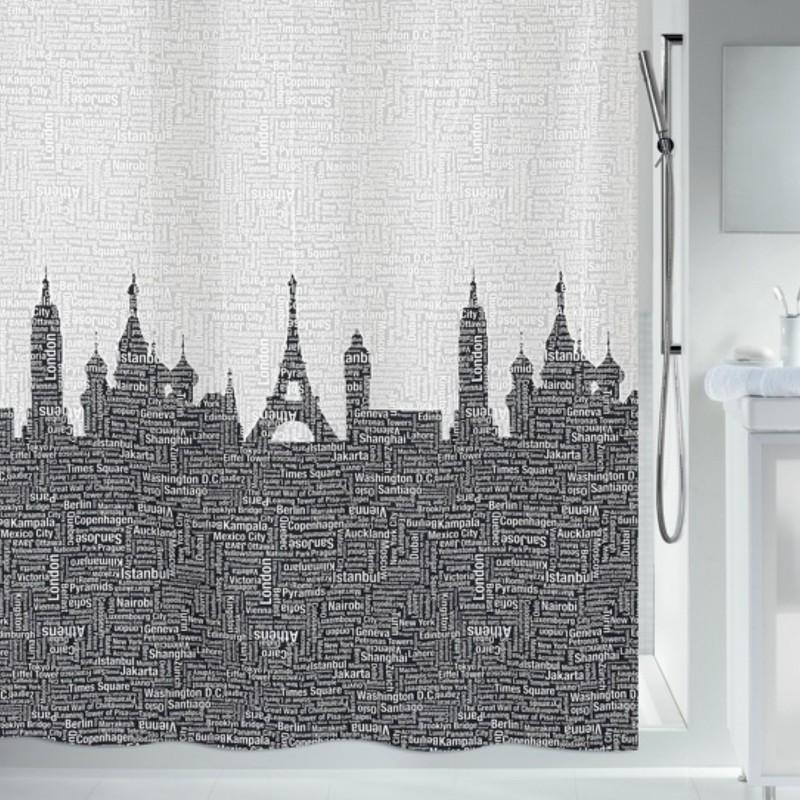 spirella Rideau de douche Polyester URBAN 180x180cm Noir & Gris Spirella