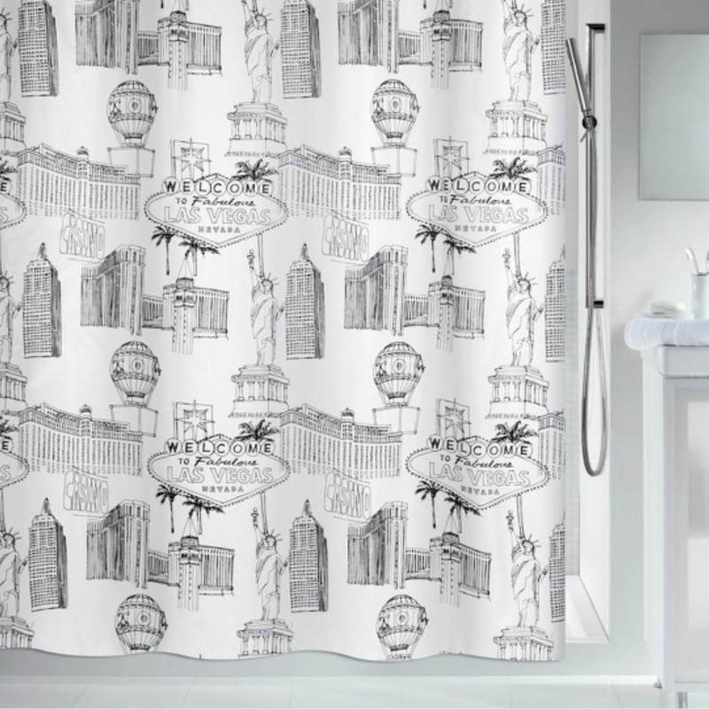 spirella Rideau de douche Polyester VEGAS 180x180cm Noir & Blanc Spirella