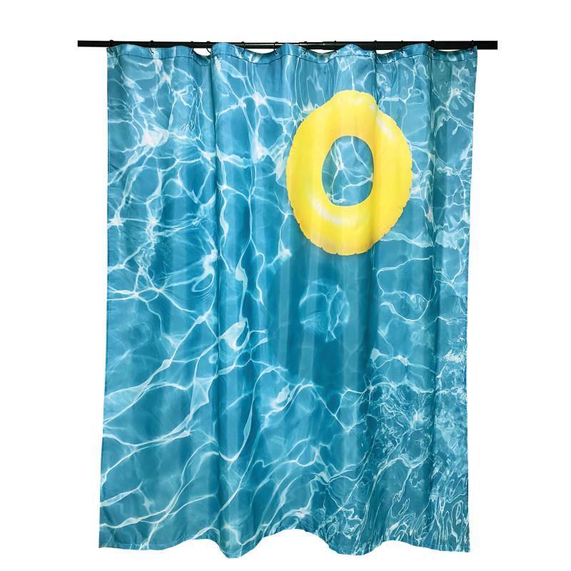 Spirella Rideau De Douche Polyester WALTER 180x200cm Aqua Blue Spirella