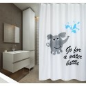 Spirella Rideau De Douche Polyester WATER BATTLE 180x200cm QUALITE PREMIUM Gris & Blanc - Anneaux Inclus MSV