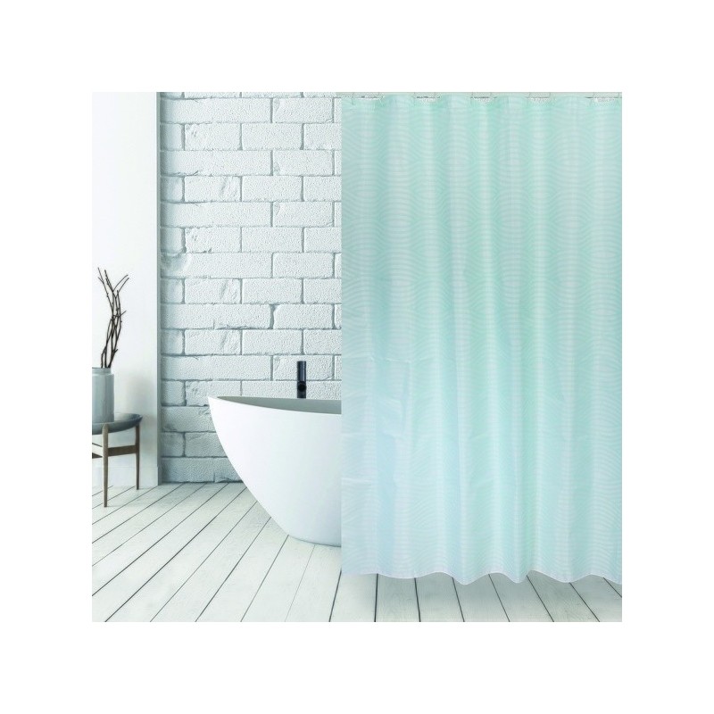 spirella Rideau de douche Polyester WAVE 180x200cm QUALITà PREMIUM Vert Pastel - Anneaux inclus MSV