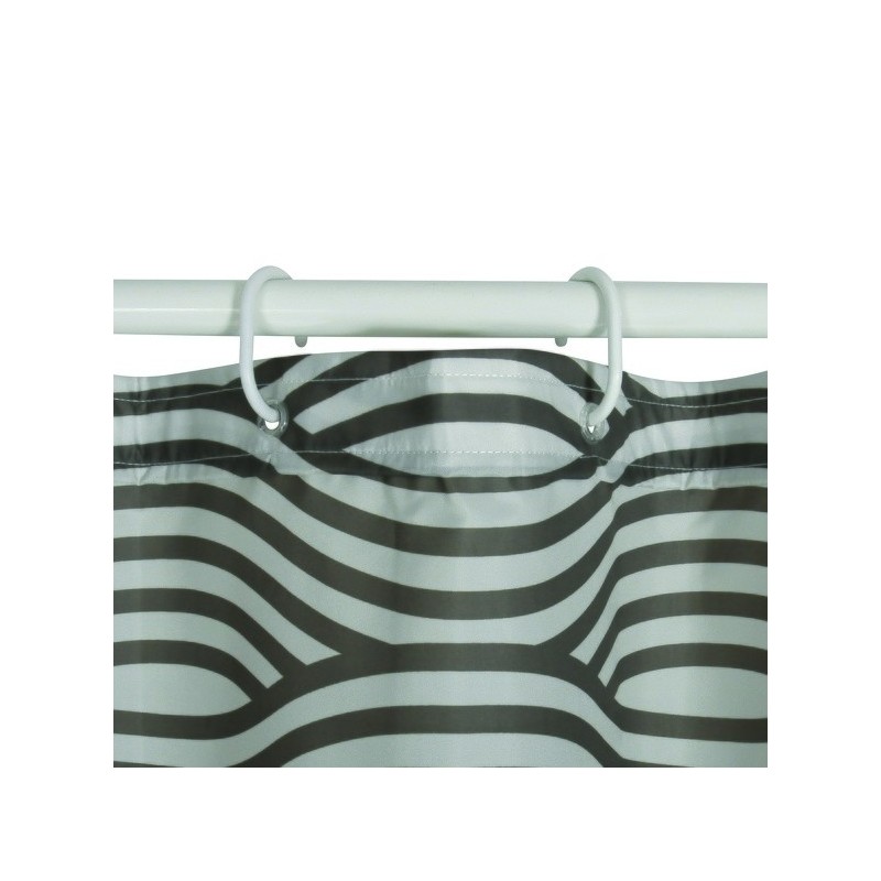Spirella Rideau De Douche Polyester WAVE 180x200cm QUALITE PREMIUM Gris - Anneaux Inclus MSV