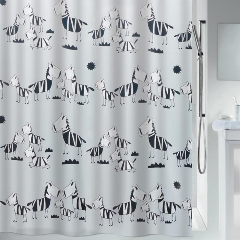 spirella Rideau de douche Polyester ZEBI NOIR 180x200cm Motif Zèbres Spirella