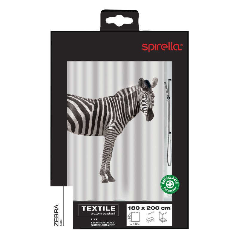 Spirella Rideau De Douche Polyester ZEBRA 180x200cm Zebra Spirella