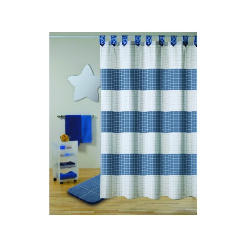 spirella Rideau de douche Polyester180x200cm QUALITà PREMIUM Bleu - Anneaux inclus MSV