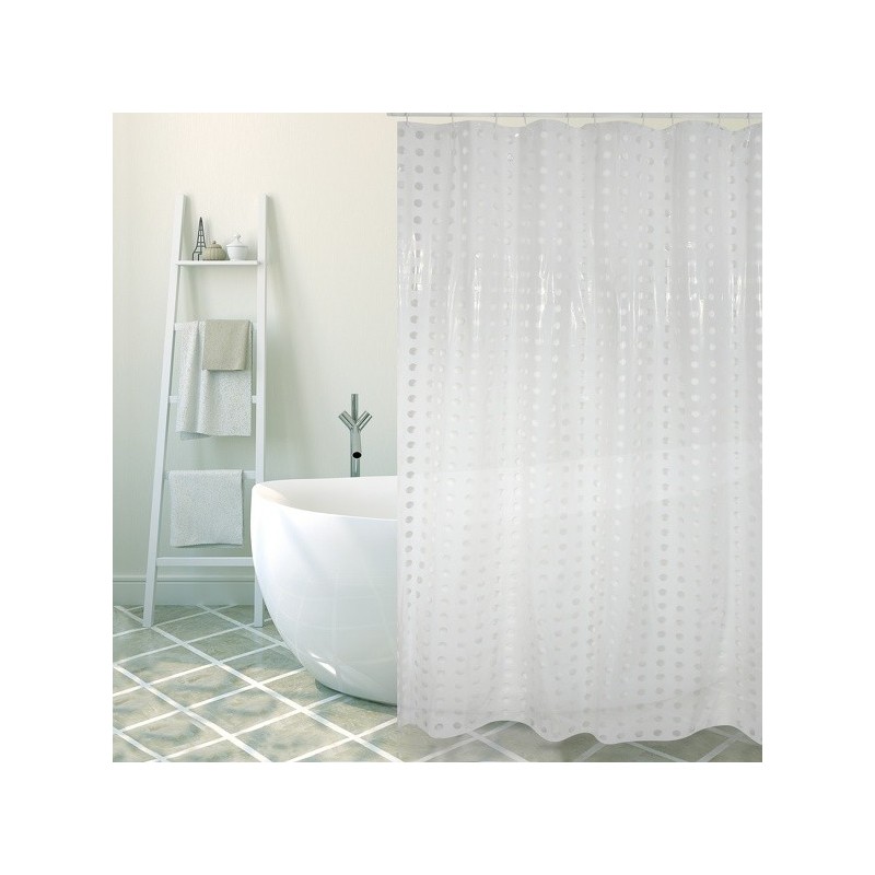 spirella Rideau de douche PVC 180x200cm Blanc - Anneaux inclus MSV