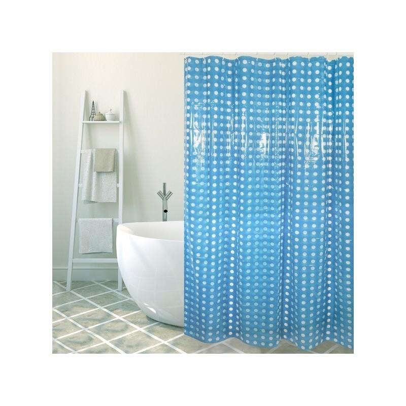 spirella Rideau de douche PVC 180x200cm Bleu Marine - Anneaux inclus MSV