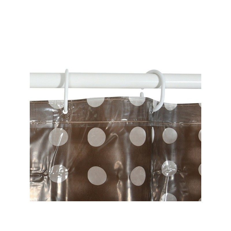 Spirella Rideau De Douche PVC 180x200cm Marron - Anneaux Inclus MSV