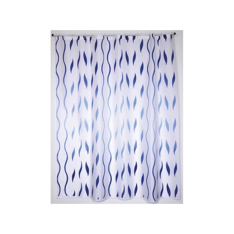 Spirella Rideau De Douche SEVENTIES Polyester 180X200cm Bleu & Blanc - Anneaux Inclus MSV