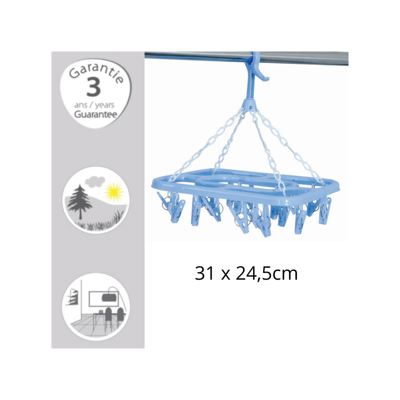 Spirella Séchoir à  Chaussettes Rectangulaire Bleu MSV