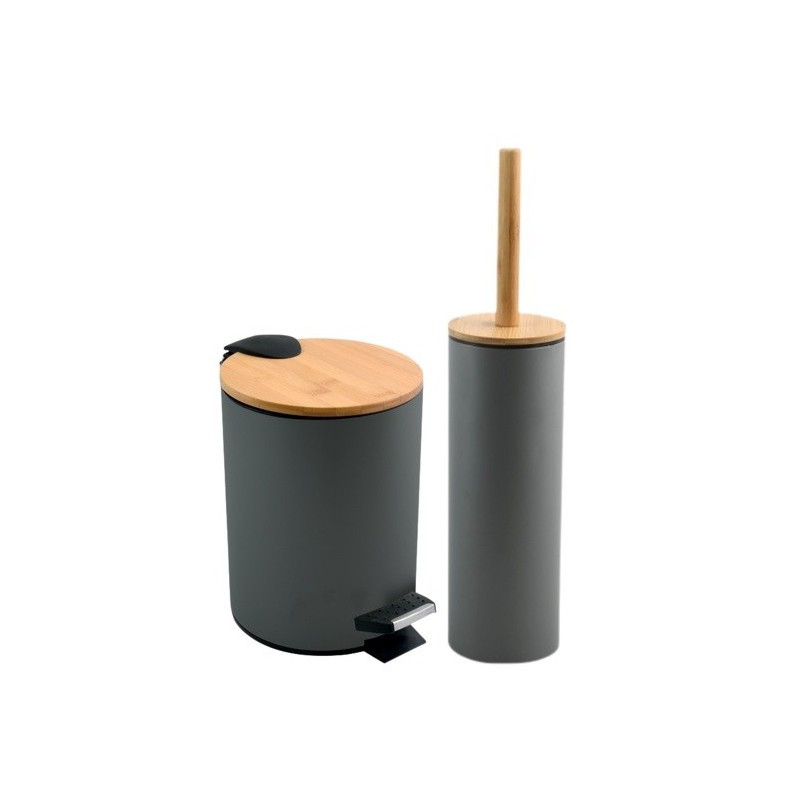 spirella Set Poubelle à  pédale 3L & Brosse Wc ADONIS Gris Foncé Mat Spirella