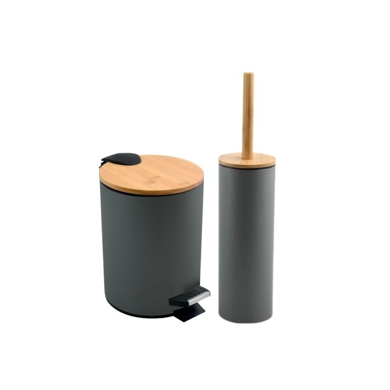 spirella Set Poubelle à  pédale 5L & Brosse Wc ADONIS Gris Spirella