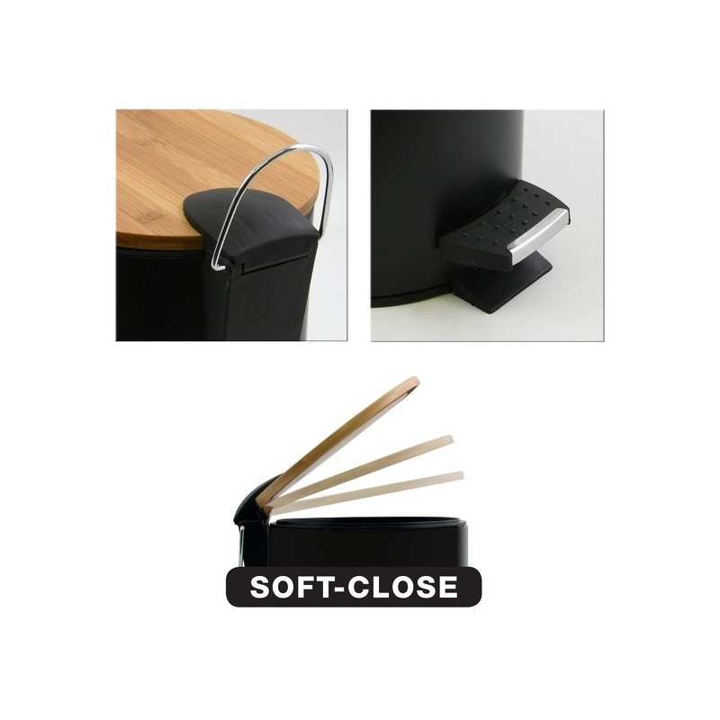 Spirella Set Poubelle à  Pédale 5L & Brosse Wc ADONIS Noir Mat Spirella