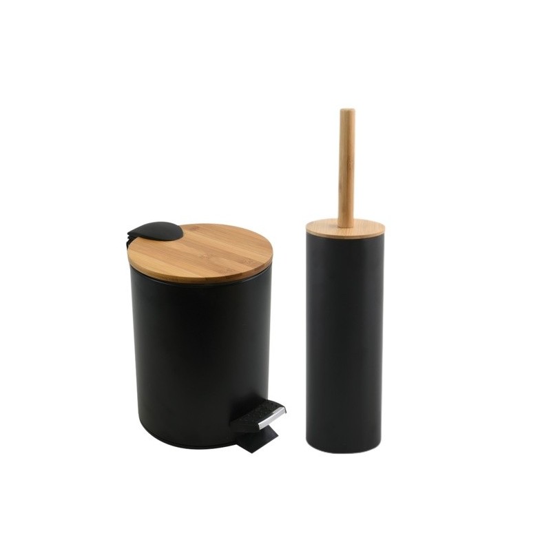 spirella Set Poubelle à  pédale 5L & Brosse Wc ADONIS Noir Mat Spirella