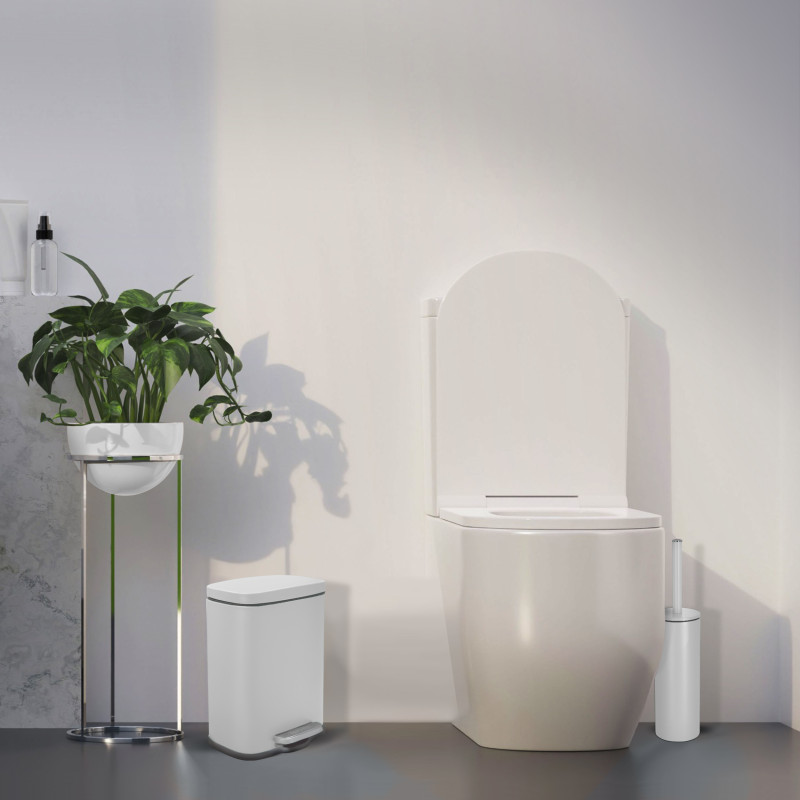 Spirella Set Poubelle à Pédale 5L & Brosse Wc AKIRA Blanc Mat Spirella