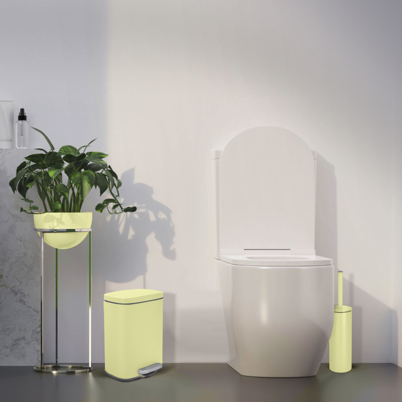 Spirella Set Poubelle à Pédale 5L & Brosse Wc AKIRA Jaune Mat Spirella