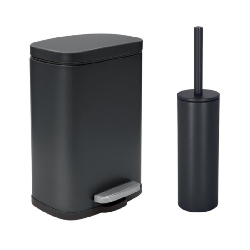 spirella Set Poubelle à pédale 5L & Brosse Wc AKIRA Noir mat Spirella