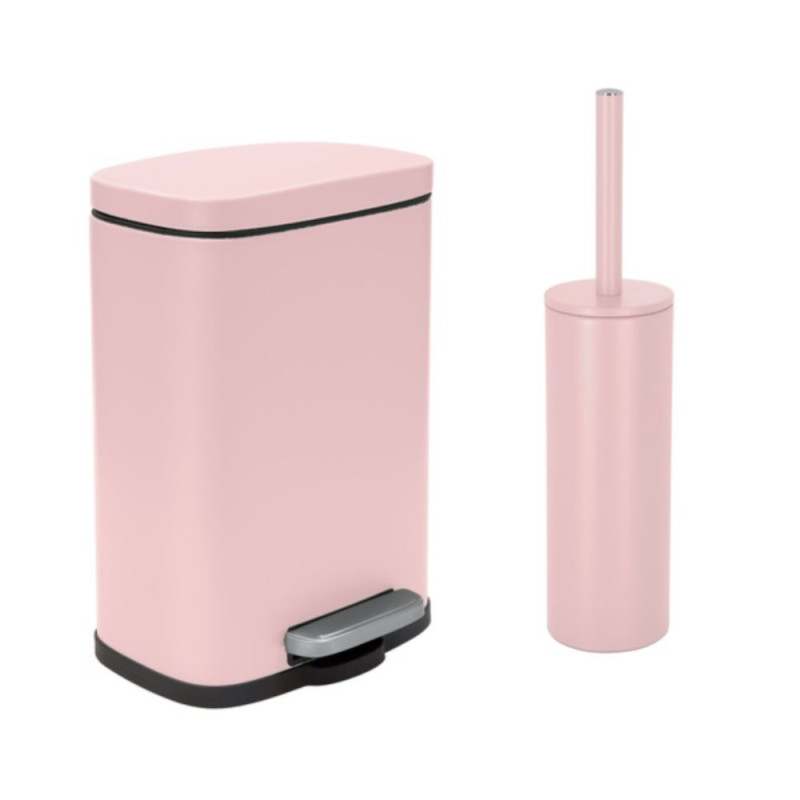 spirella Set Poubelle à pédale 5L & Brosse Wc AKIRA Rose Pastel mat Spirella